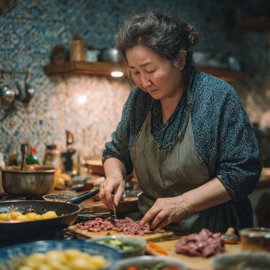 Здоровые пожилые люди готовят еду